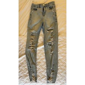 American Eagle Ripped High Rise Skinny Jeans